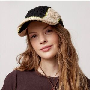 Ryder Black and Cream Crochet Baseball Cap - Women Accessories